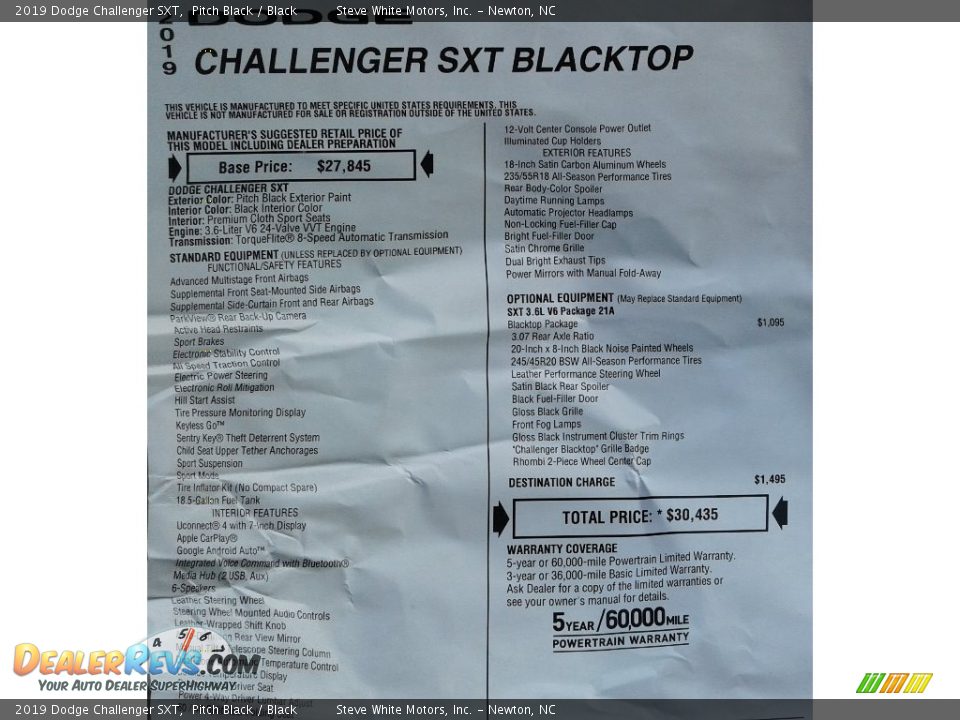 2019 Dodge Challenger SXT Pitch Black / Black Photo #30