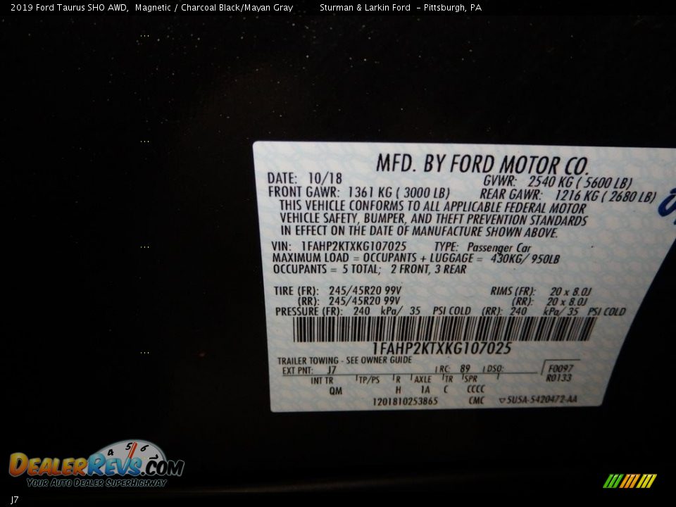 Ford Color Code J7 Magnetic