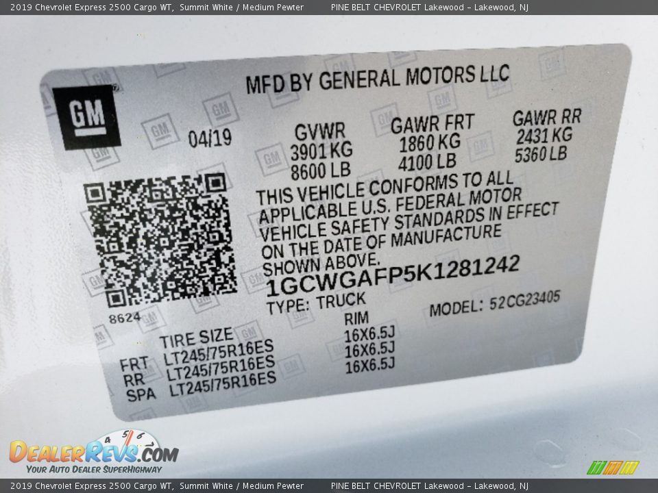 2019 Chevrolet Express 2500 Cargo WT Summit White / Medium Pewter Photo #9