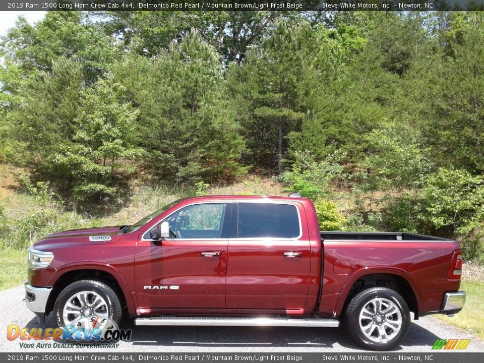 2019 Ram 1500 Long Horn Crew Cab 4x4 Delmonico Red Pearl / Mountain Brown/Light Frost Beige Photo #1