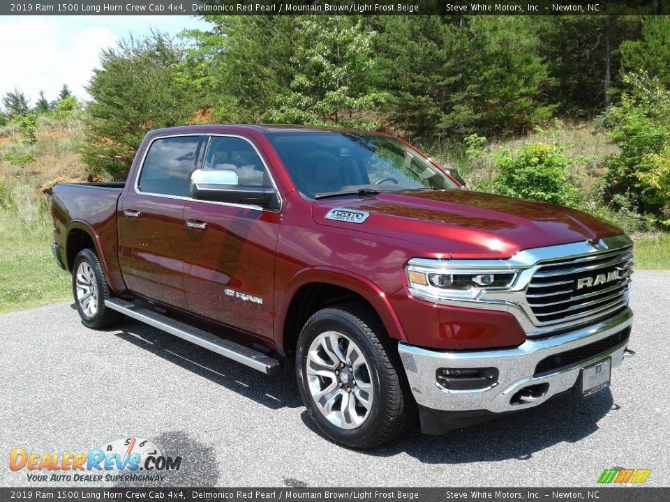 2019 Ram 1500 Long Horn Crew Cab 4x4 Delmonico Red Pearl / Mountain Brown/Light Frost Beige Photo #4