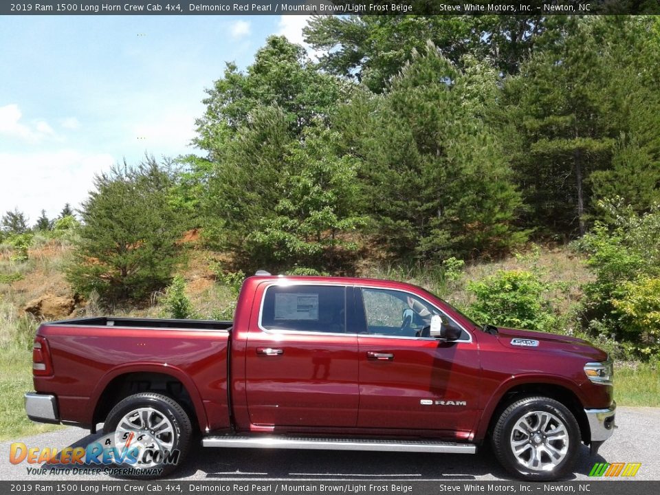 2019 Ram 1500 Long Horn Crew Cab 4x4 Delmonico Red Pearl / Mountain Brown/Light Frost Beige Photo #5