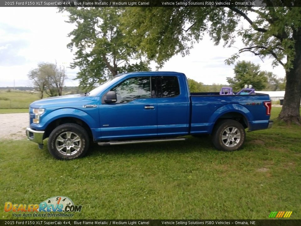 2015 Ford F150 XLT SuperCab 4x4 Blue Flame Metallic / Medium Light Camel Photo #1