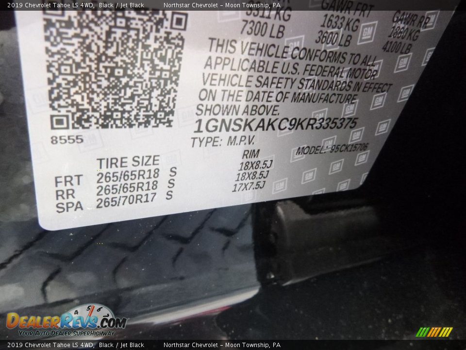 2019 Chevrolet Tahoe LS 4WD Black / Jet Black Photo #15