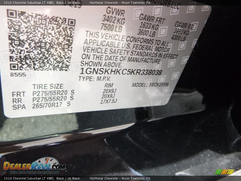 2019 Chevrolet Suburban LT 4WD Black / Jet Black Photo #18