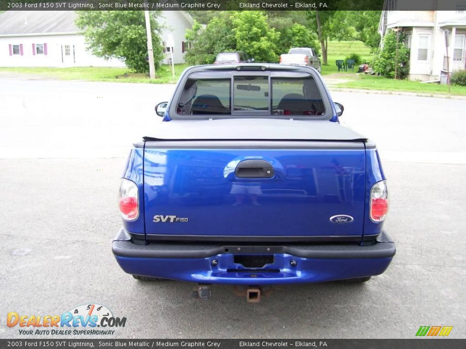 2003 Ford F150 SVT Lightning Sonic Blue Metallic / Medium Graphite Grey Photo #5