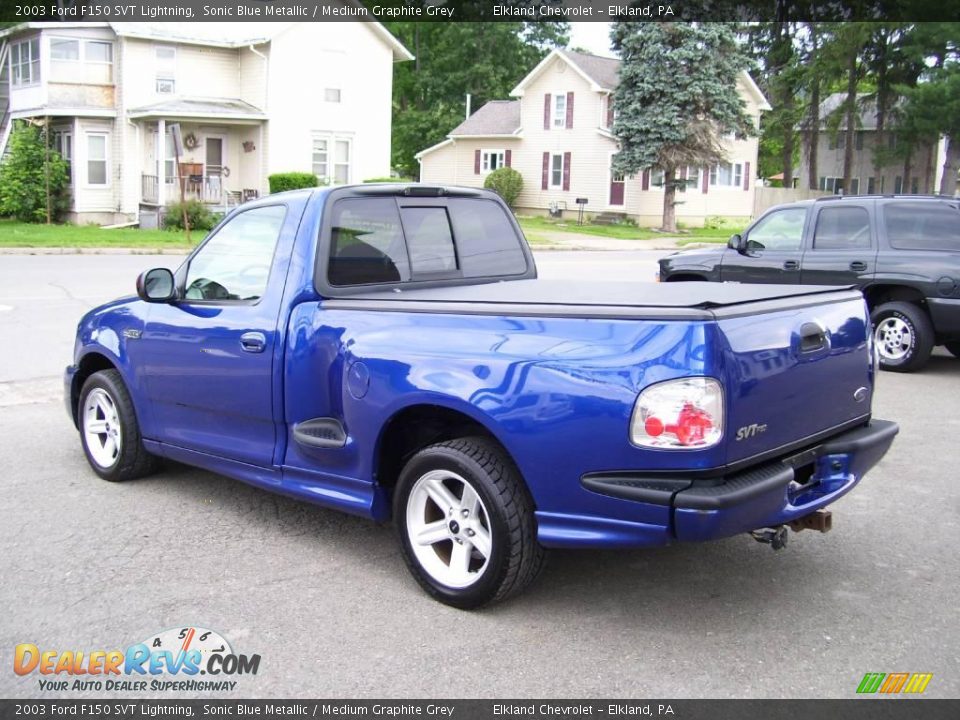 2003 Ford F150 SVT Lightning Sonic Blue Metallic / Medium Graphite Grey Photo #6