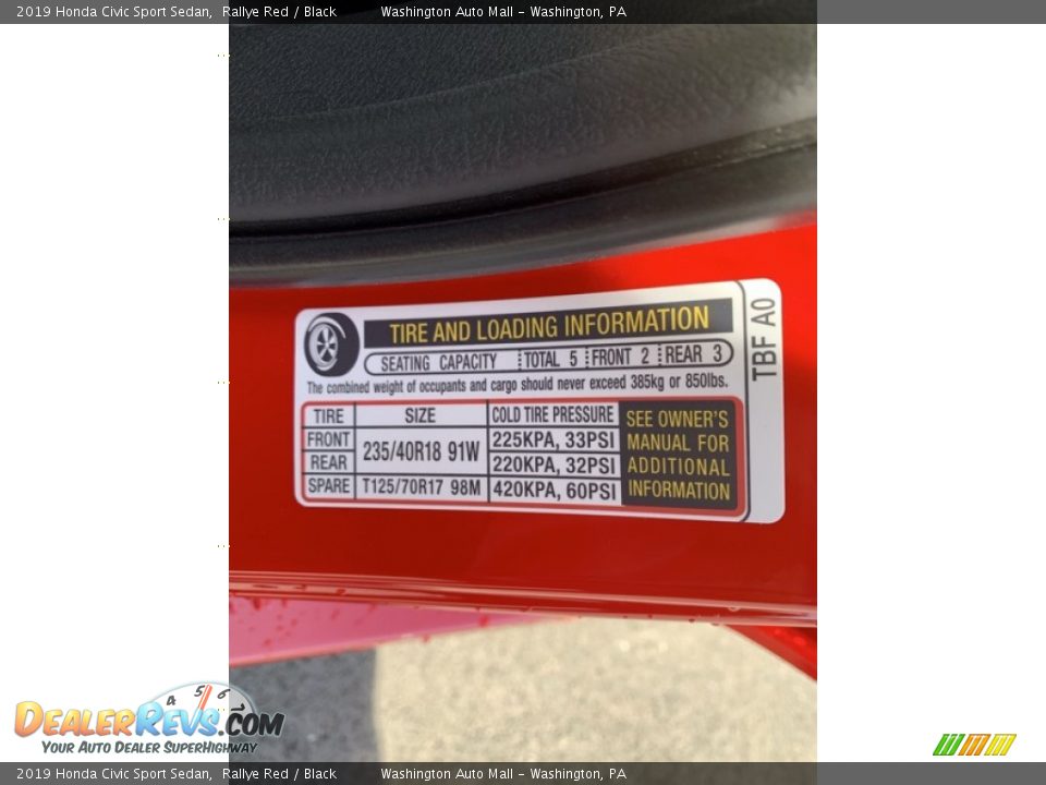 2019 Honda Civic Sport Sedan Rallye Red / Black Photo #13