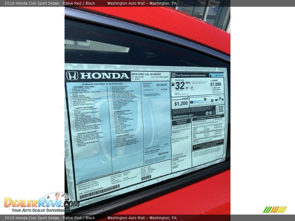 2019 Honda Civic Sport Sedan Rallye Red / Black Photo #15
