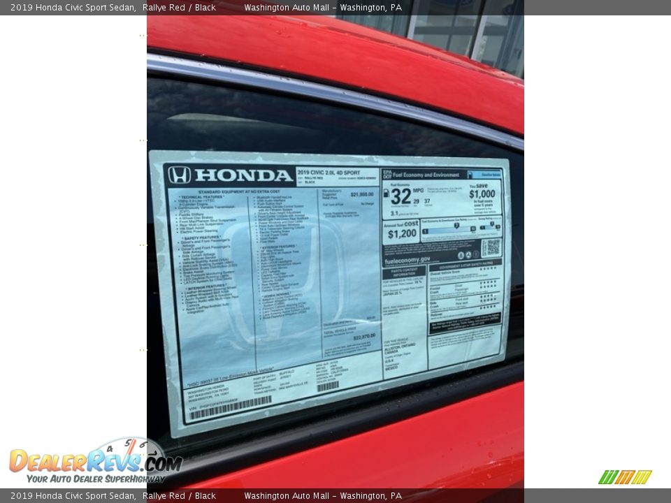 2019 Honda Civic Sport Sedan Rallye Red / Black Photo #15