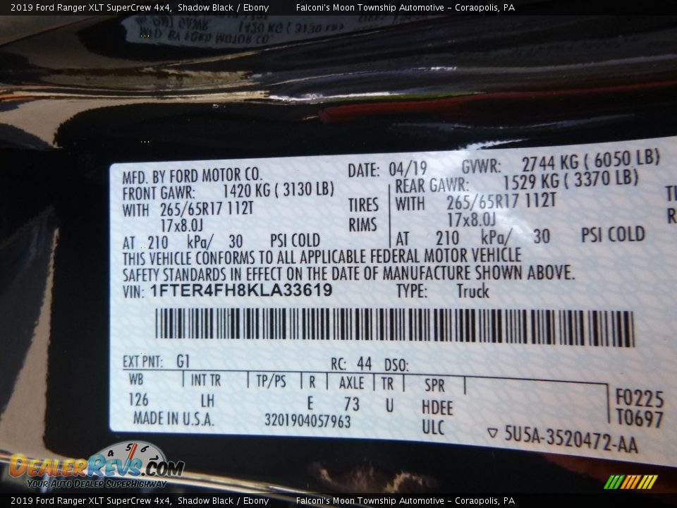 2019 Ford Ranger XLT SuperCrew 4x4 Shadow Black / Ebony Photo #12