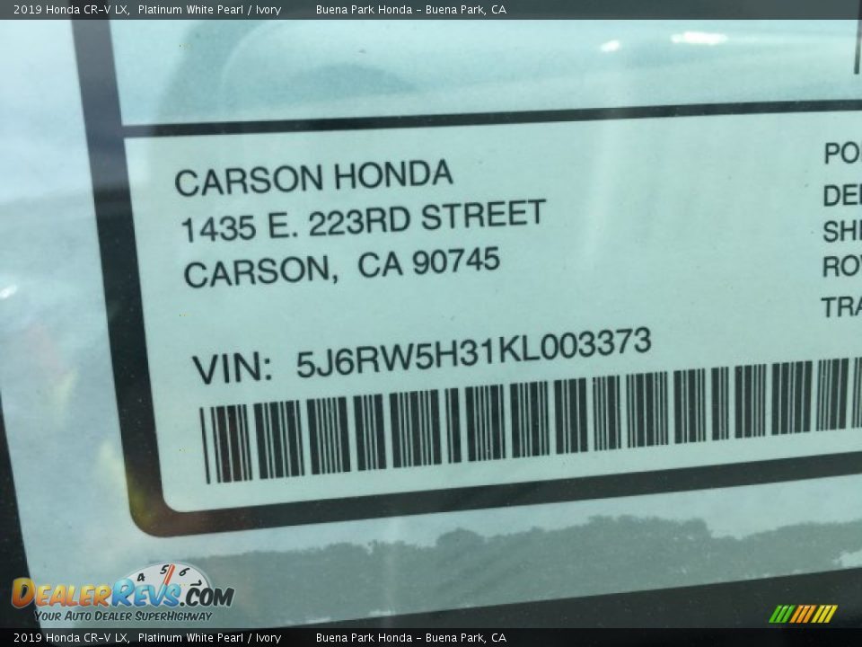 2019 Honda CR-V LX Platinum White Pearl / Ivory Photo #11