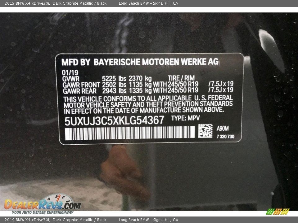 2019 BMW X4 xDrive30i Dark Graphite Metallic / Black Photo #12