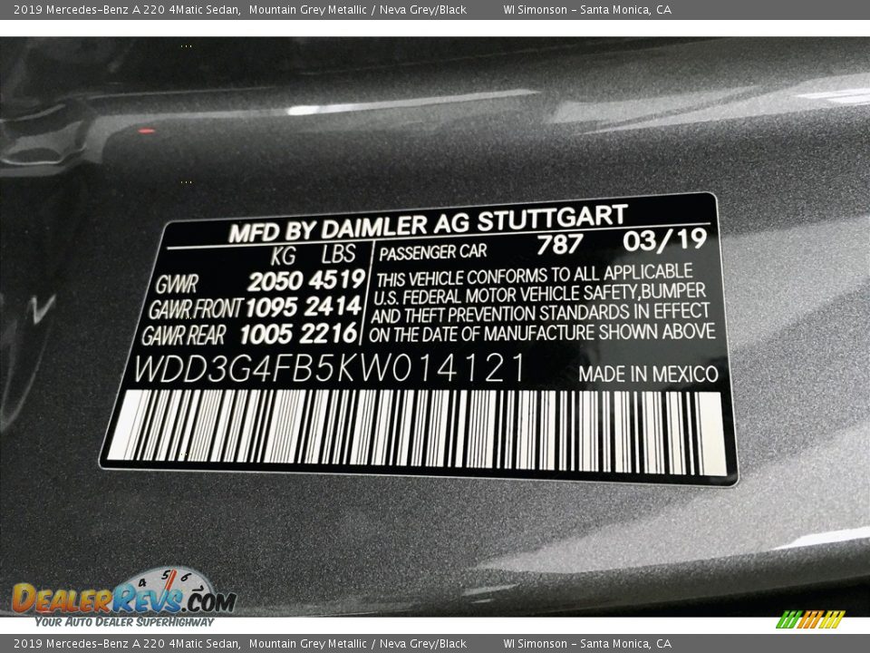 2019 Mercedes-Benz A 220 4Matic Sedan Mountain Grey Metallic / Neva Grey/Black Photo #11