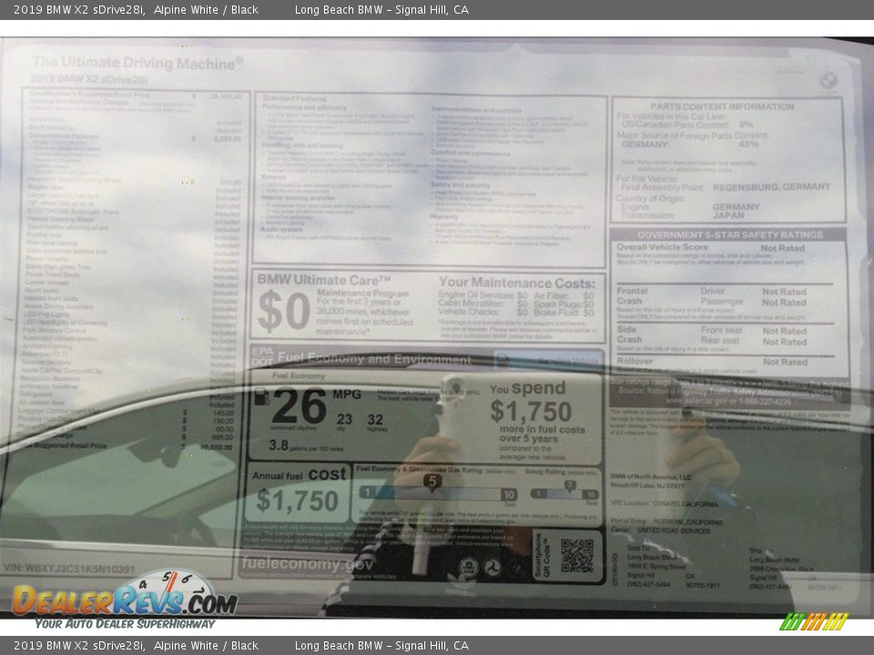 2019 BMW X2 sDrive28i Alpine White / Black Photo #11