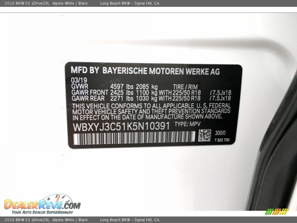 2019 BMW X2 sDrive28i Alpine White / Black Photo #12