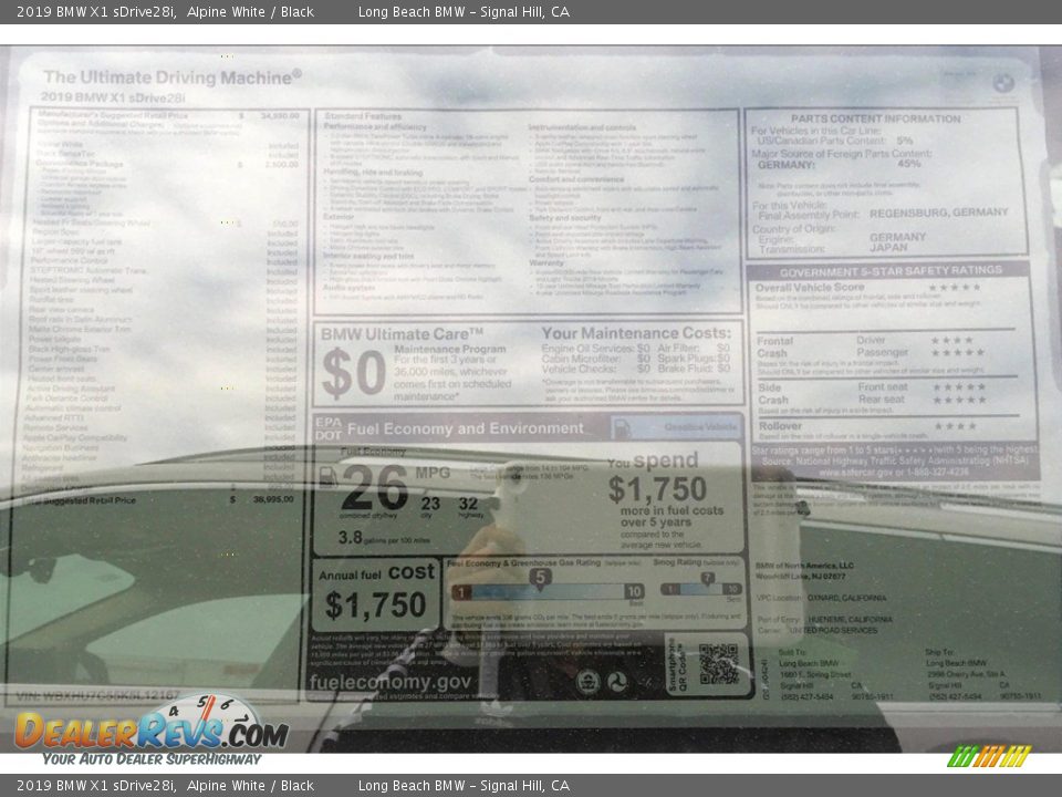 2019 BMW X1 sDrive28i Alpine White / Black Photo #10