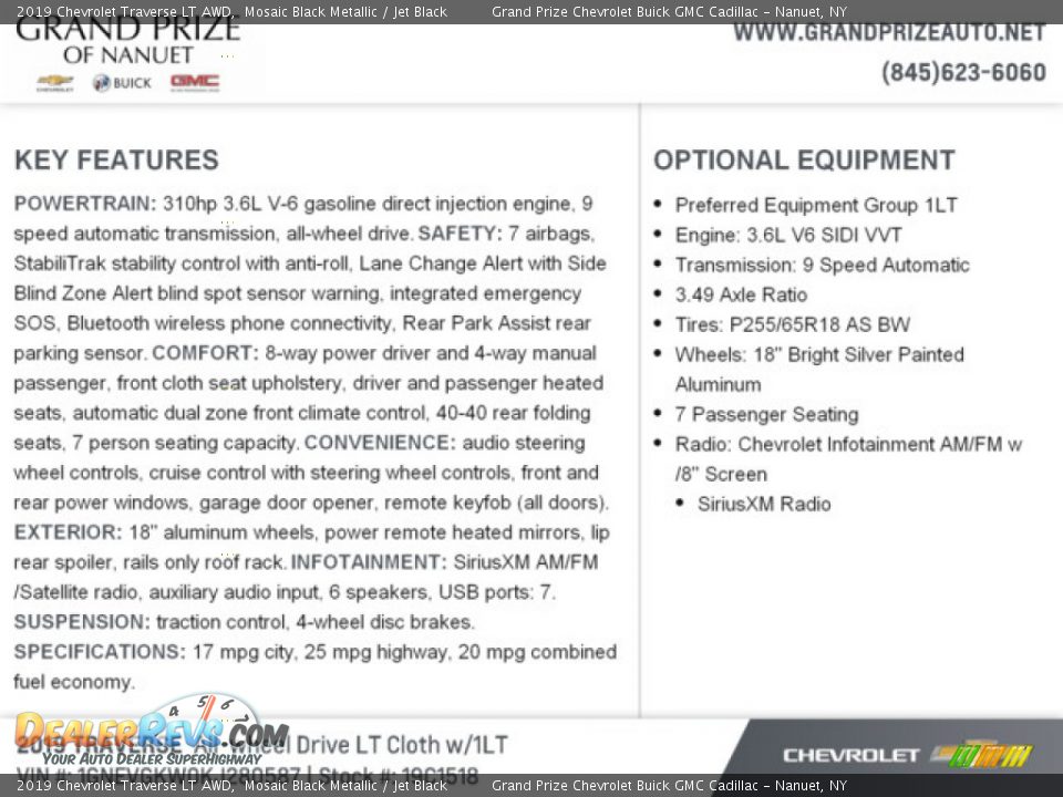 2019 Chevrolet Traverse LT AWD Mosaic Black Metallic / Jet Black Photo #8