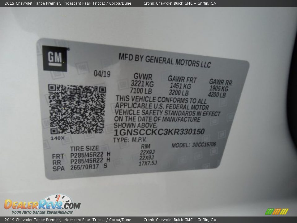 2019 Chevrolet Tahoe Premier Iridescent Pearl Tricoat / Cocoa/Dune Photo #36