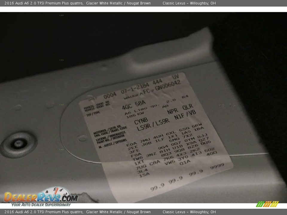 2016 Audi A6 2.0 TFSI Premium Plus quattro Glacier White Metallic / Nougat Brown Photo #28