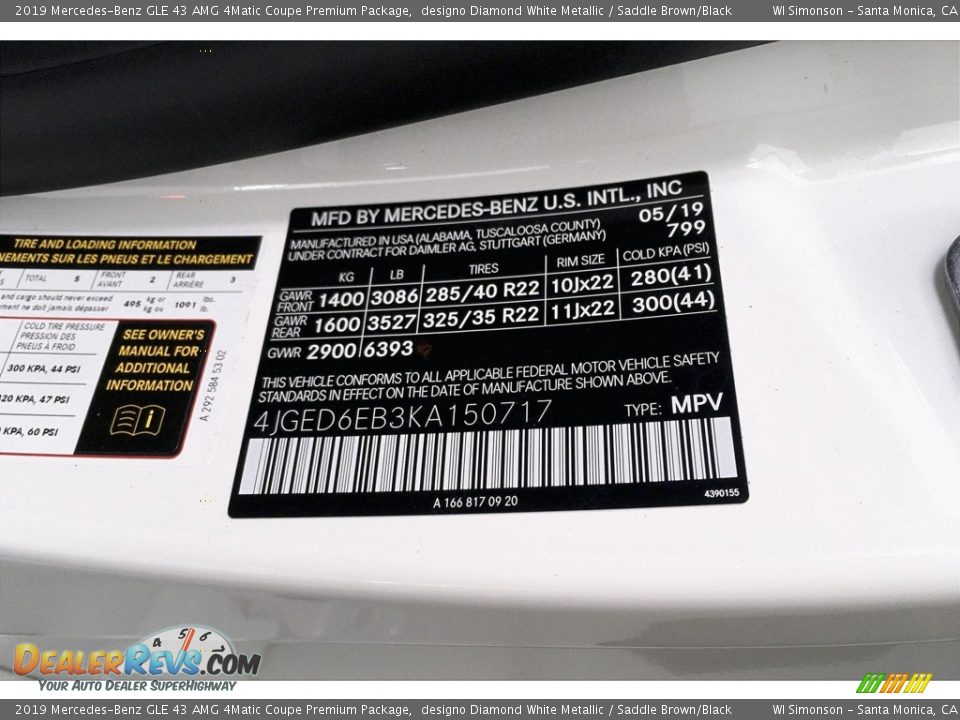 2019 Mercedes-Benz GLE 43 AMG 4Matic Coupe Premium Package designo Diamond White Metallic / Saddle Brown/Black Photo #11