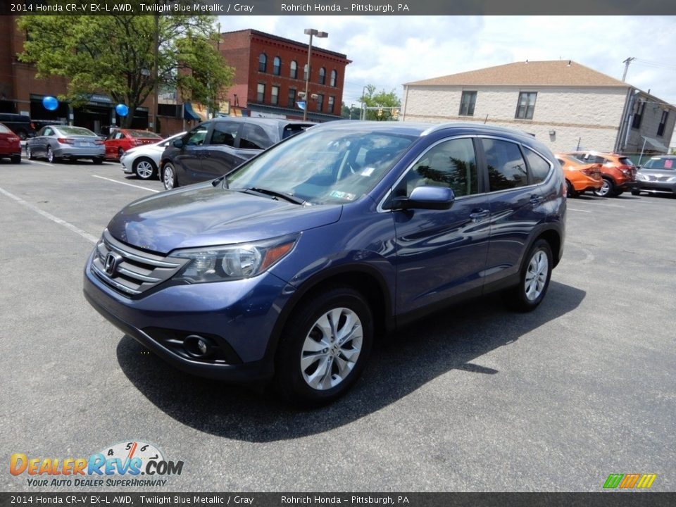 2014 Honda CR-V EX-L AWD Twilight Blue Metallic / Gray Photo #3