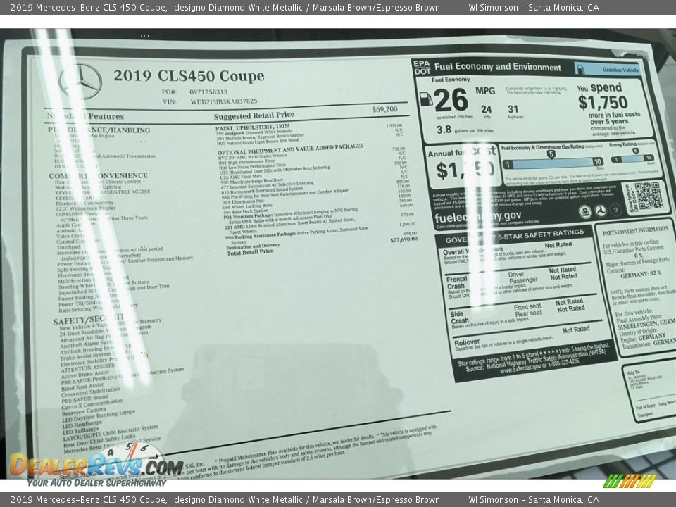 2019 Mercedes-Benz CLS 450 Coupe designo Diamond White Metallic / Marsala Brown/Espresso Brown Photo #10