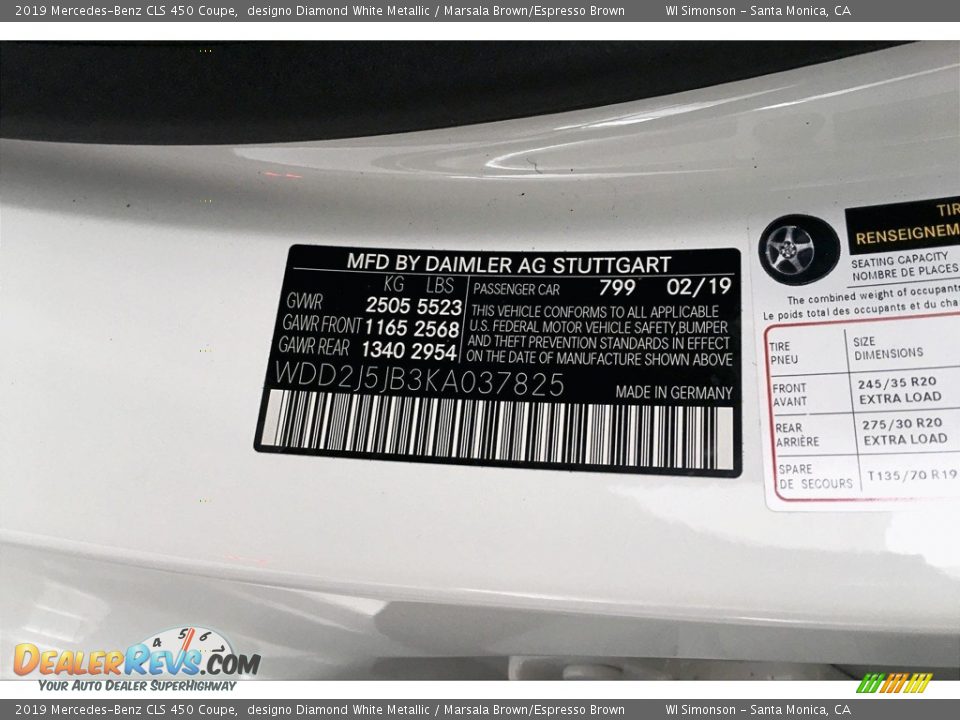 2019 Mercedes-Benz CLS 450 Coupe designo Diamond White Metallic / Marsala Brown/Espresso Brown Photo #11