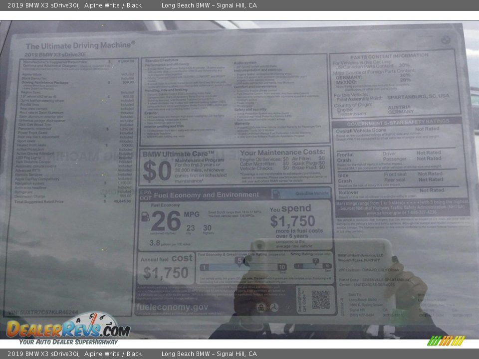 2019 BMW X3 sDrive30i Alpine White / Black Photo #11