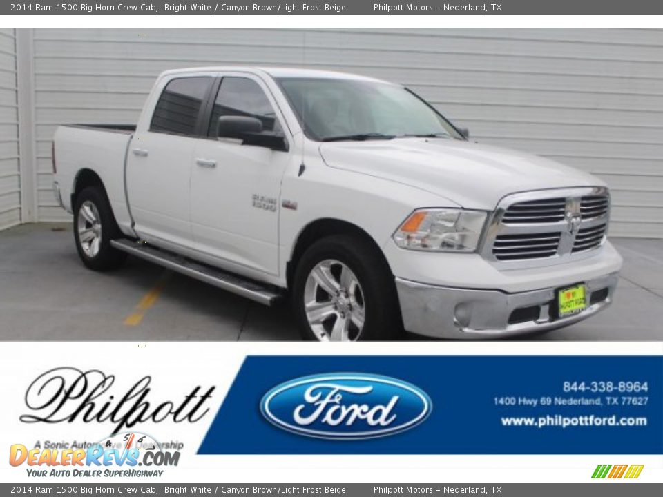 2014 Ram 1500 Big Horn Crew Cab Bright White / Canyon Brown/Light Frost Beige Photo #1