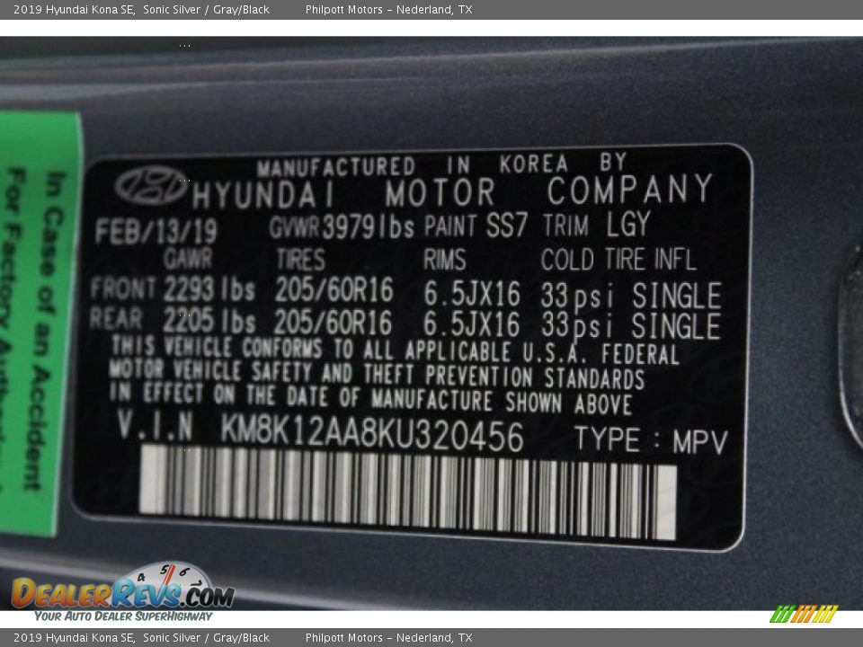 2019 Hyundai Kona SE Sonic Silver / Gray/Black Photo #22