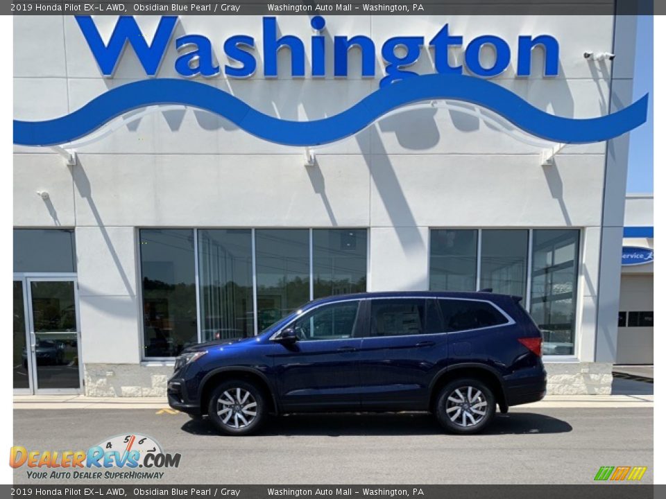 2019 Honda Pilot EX-L AWD Obsidian Blue Pearl / Gray Photo #1