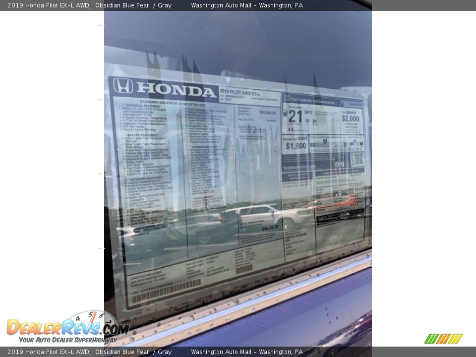 2019 Honda Pilot EX-L AWD Obsidian Blue Pearl / Gray Photo #15