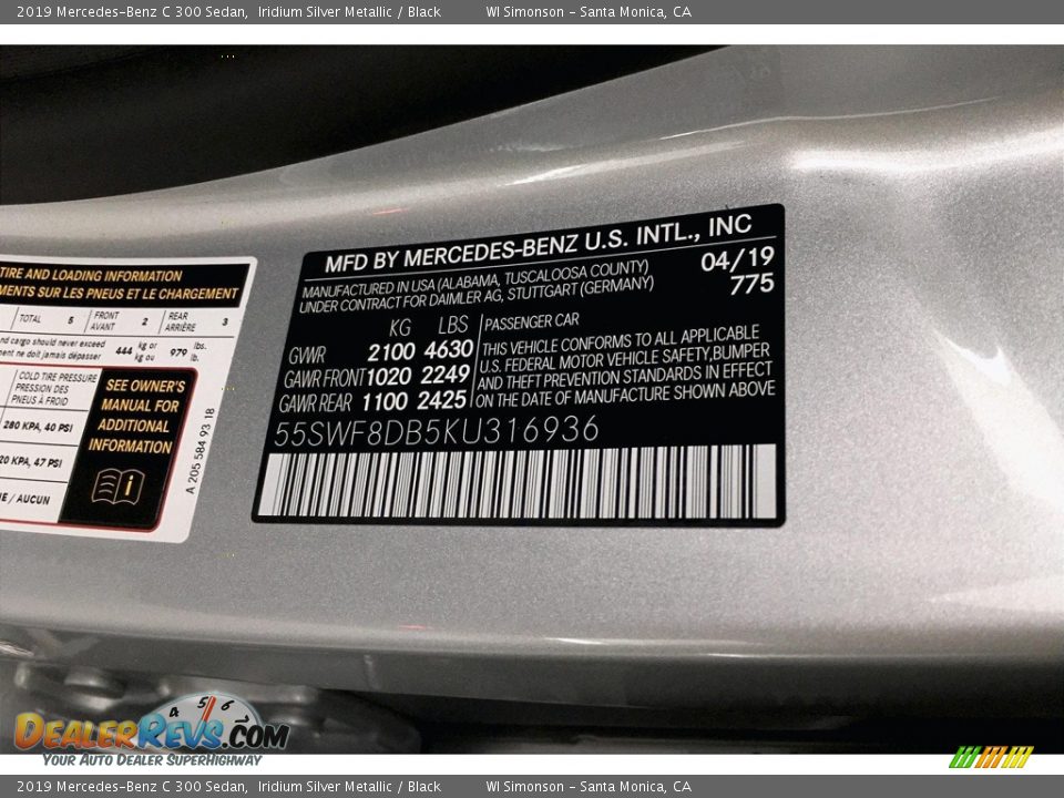 2019 Mercedes-Benz C 300 Sedan Iridium Silver Metallic / Black Photo #11