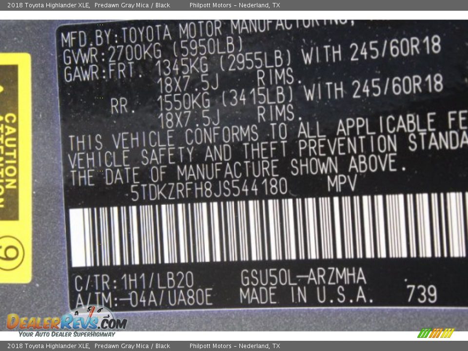 2018 Toyota Highlander XLE Predawn Gray Mica / Black Photo #32