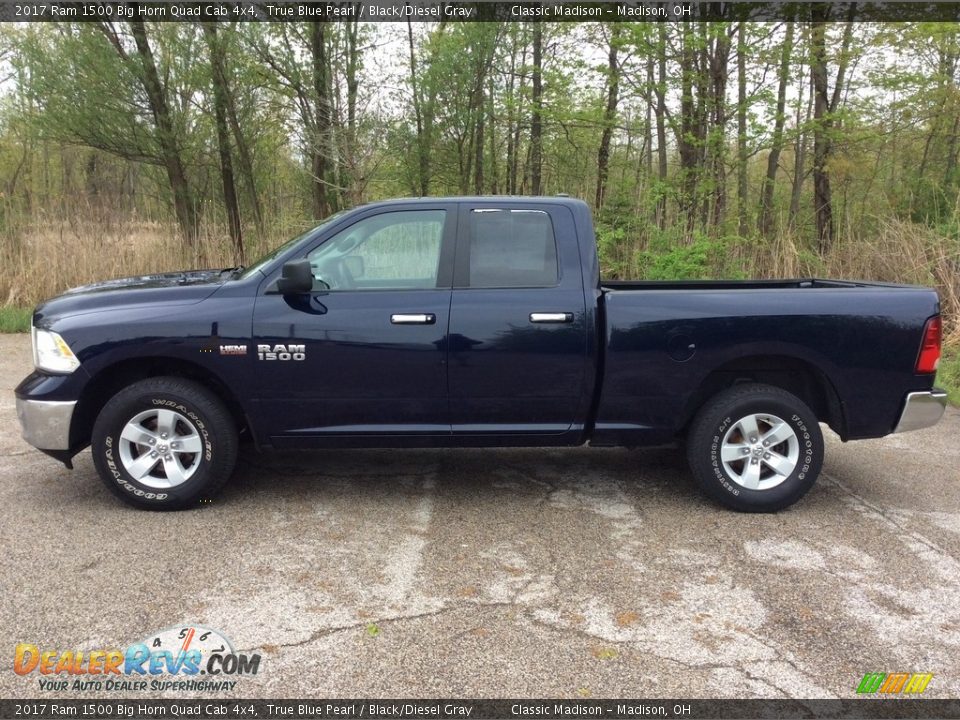 2017 Ram 1500 Big Horn Quad Cab 4x4 True Blue Pearl / Black/Diesel Gray Photo #2