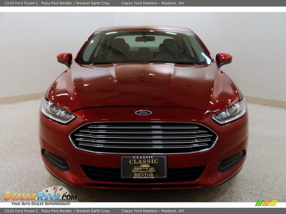 2016 Ford Fusion S Ruby Red Metallic / Medium Earth Gray Photo #2