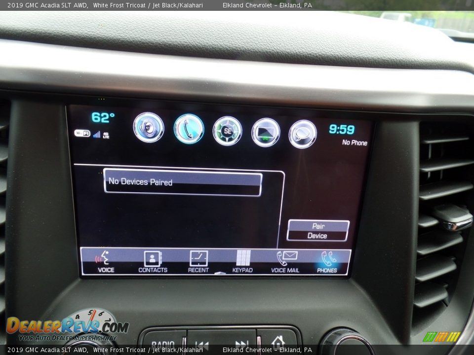2019 GMC Acadia SLT AWD White Frost Tricoat / Jet Black/Kalahari Photo #24