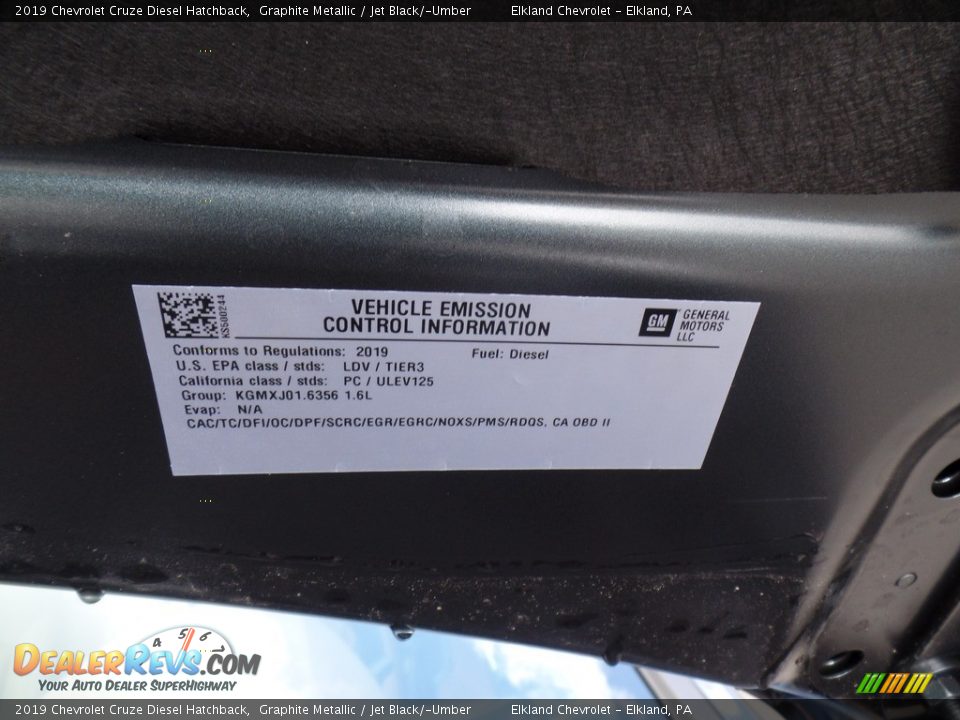 2019 Chevrolet Cruze Diesel Hatchback Graphite Metallic / Jet Black/­Umber Photo #15