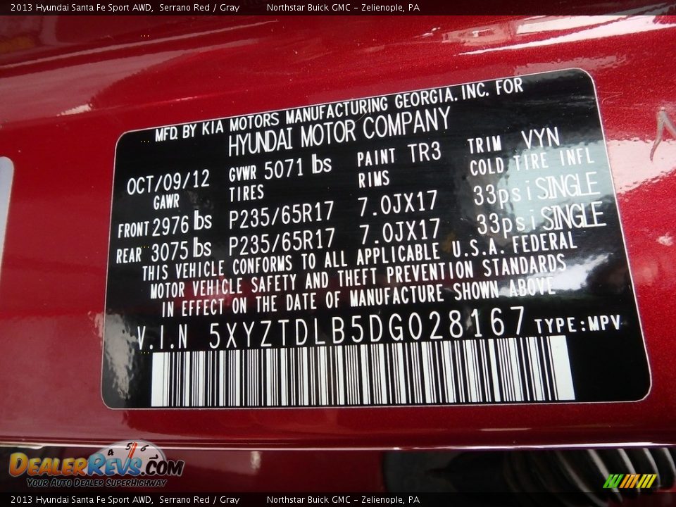 2013 Hyundai Santa Fe Sport AWD Serrano Red / Gray Photo #20