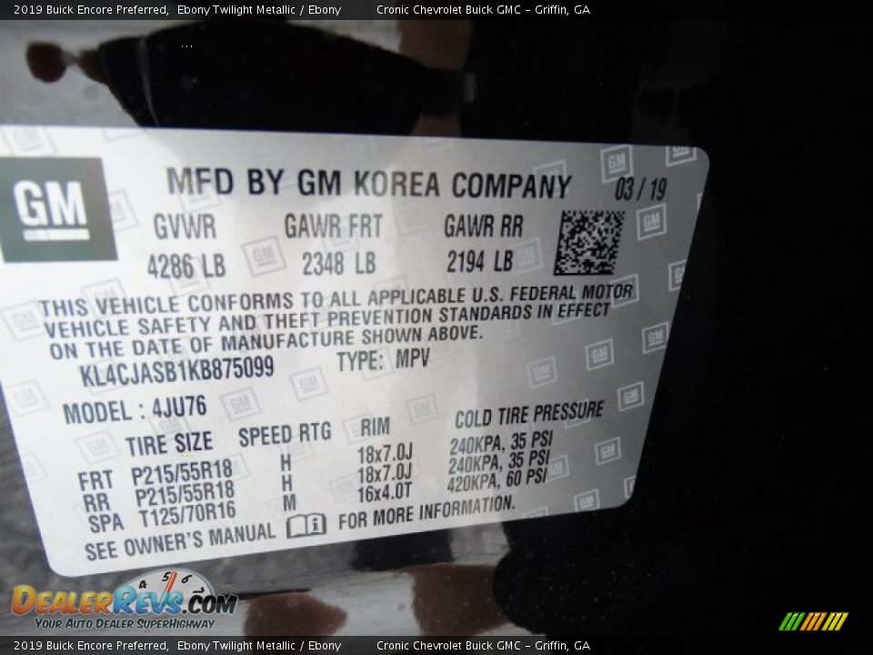 2019 Buick Encore Preferred Ebony Twilight Metallic / Ebony Photo #25