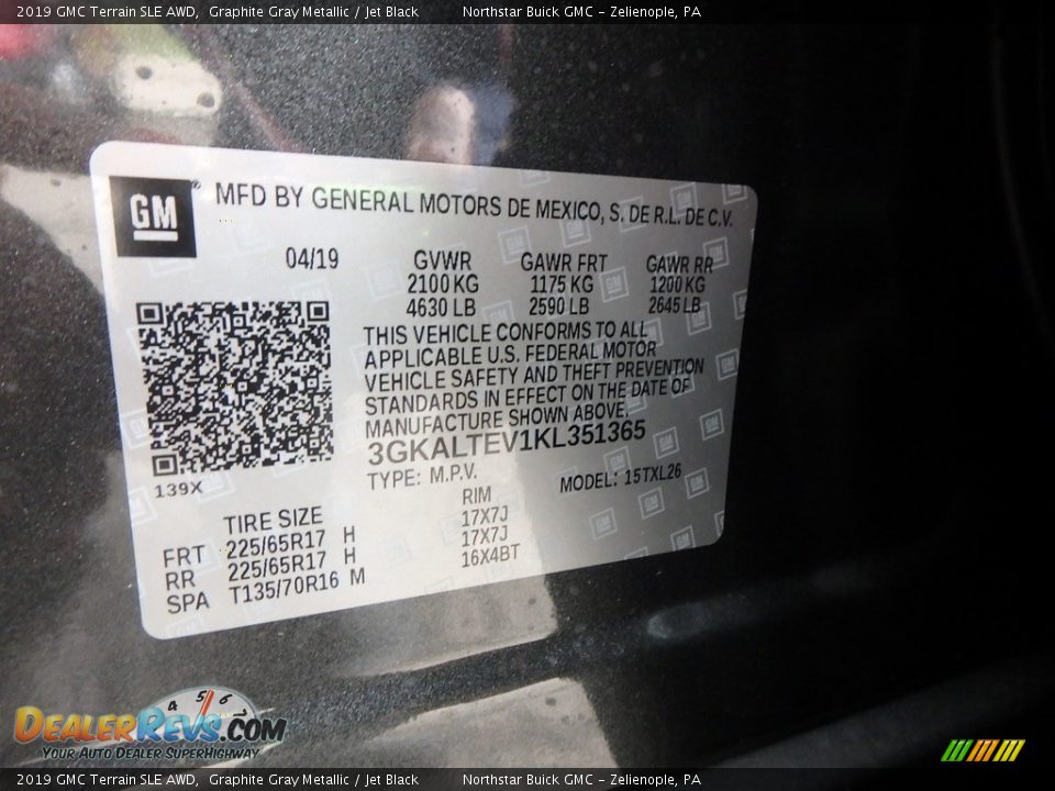 2019 GMC Terrain SLE AWD Graphite Gray Metallic / Jet Black Photo #16