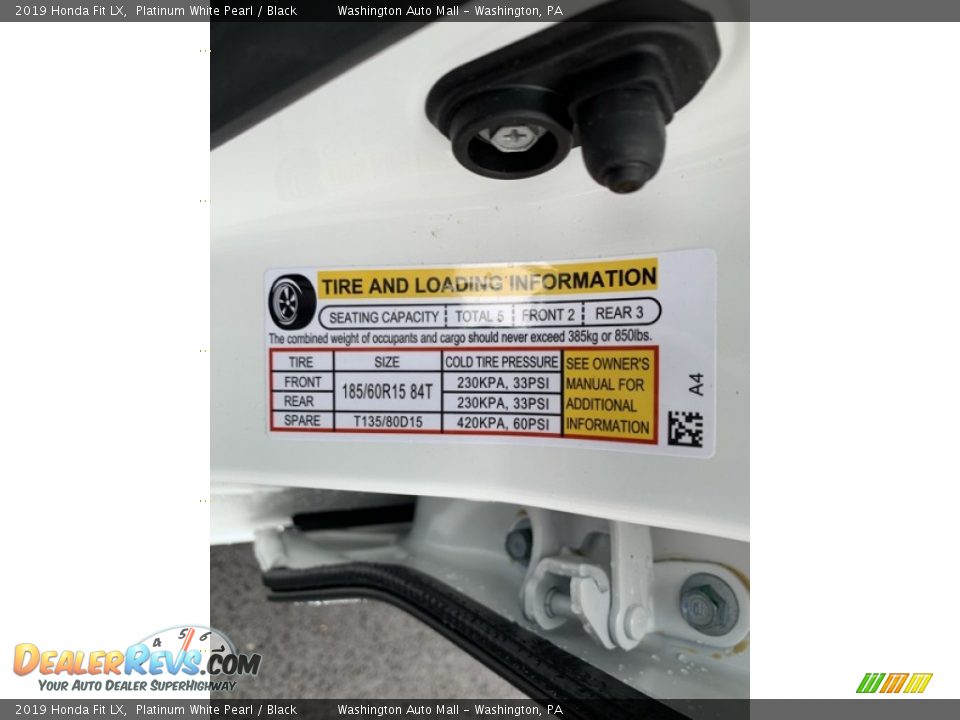 2019 Honda Fit LX Platinum White Pearl / Black Photo #13