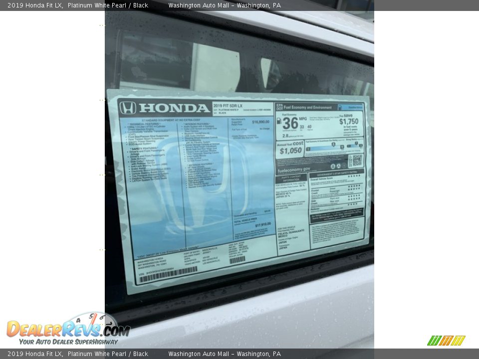 2019 Honda Fit LX Platinum White Pearl / Black Photo #15