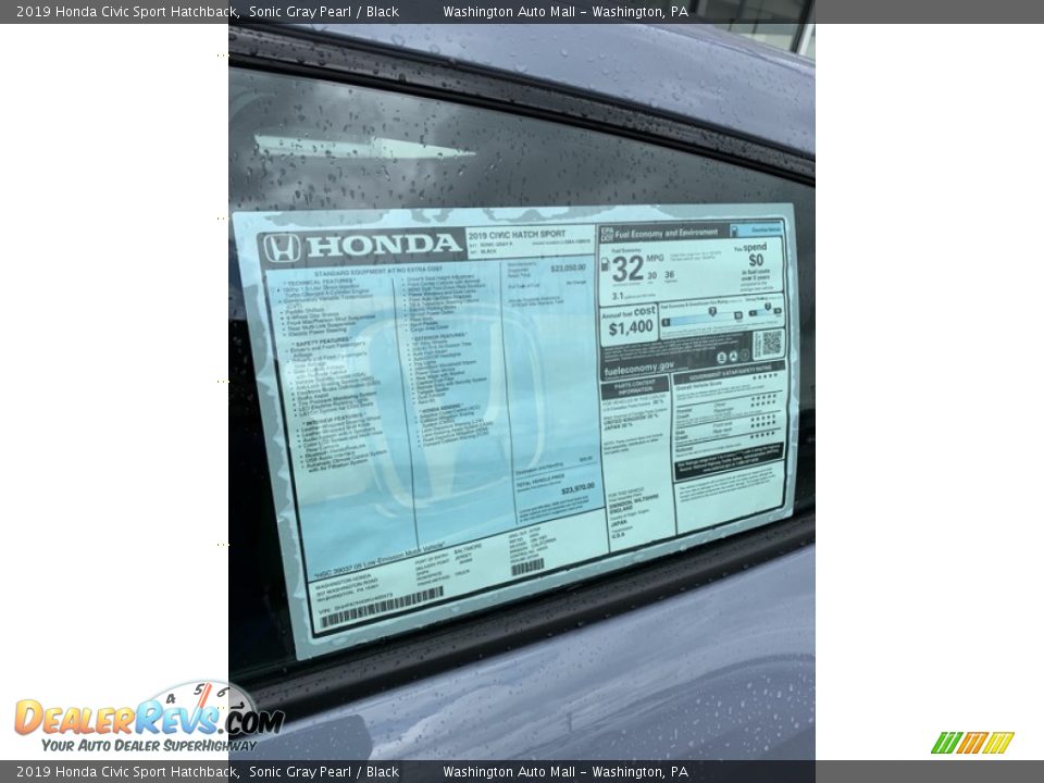 2019 Honda Civic Sport Hatchback Sonic Gray Pearl / Black Photo #15