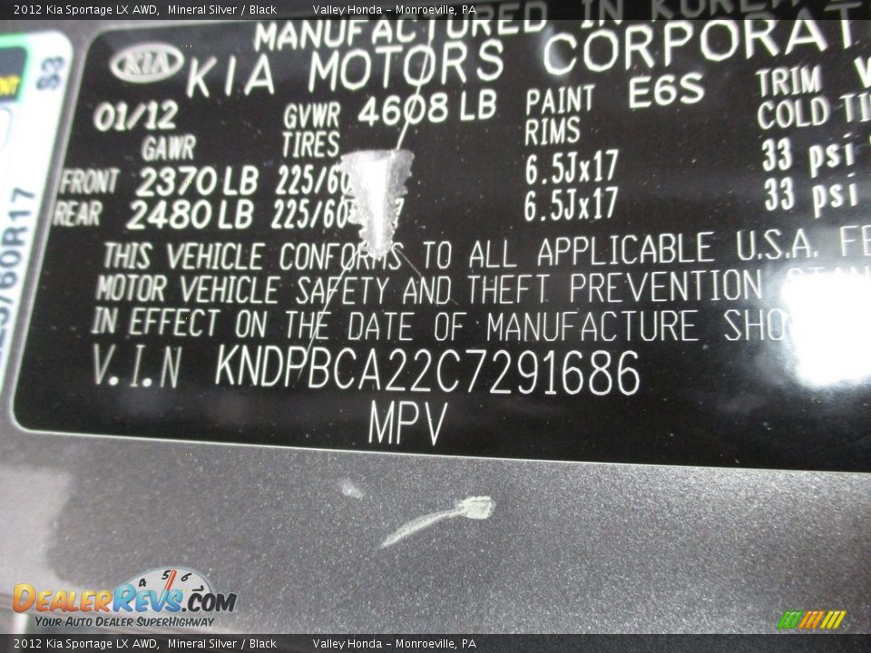 2012 Kia Sportage LX AWD Mineral Silver / Black Photo #19