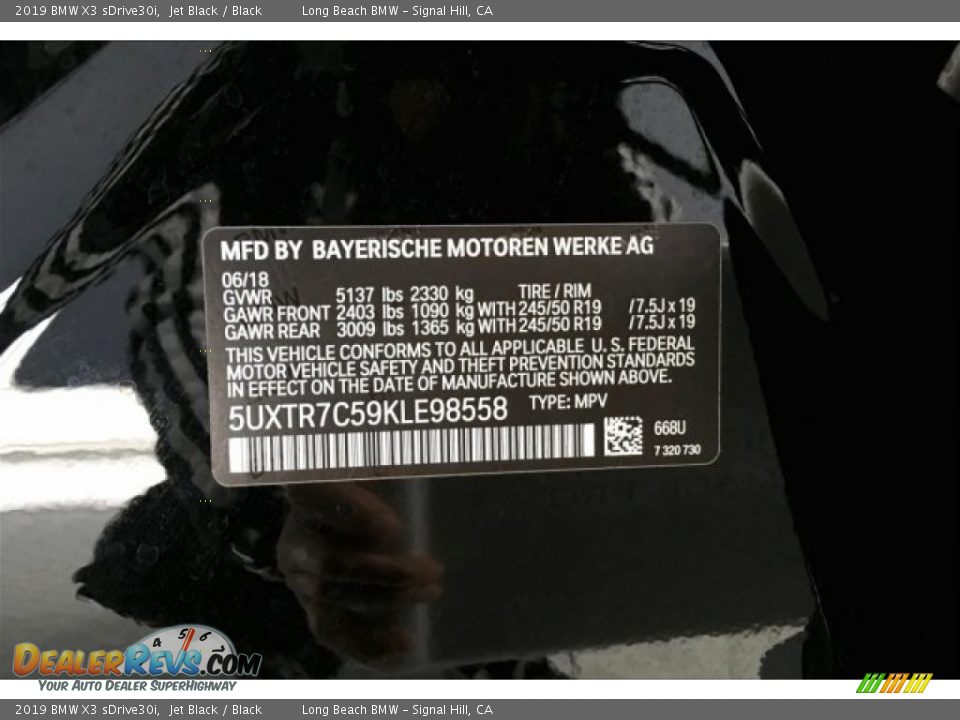 2019 BMW X3 sDrive30i Jet Black / Black Photo #19