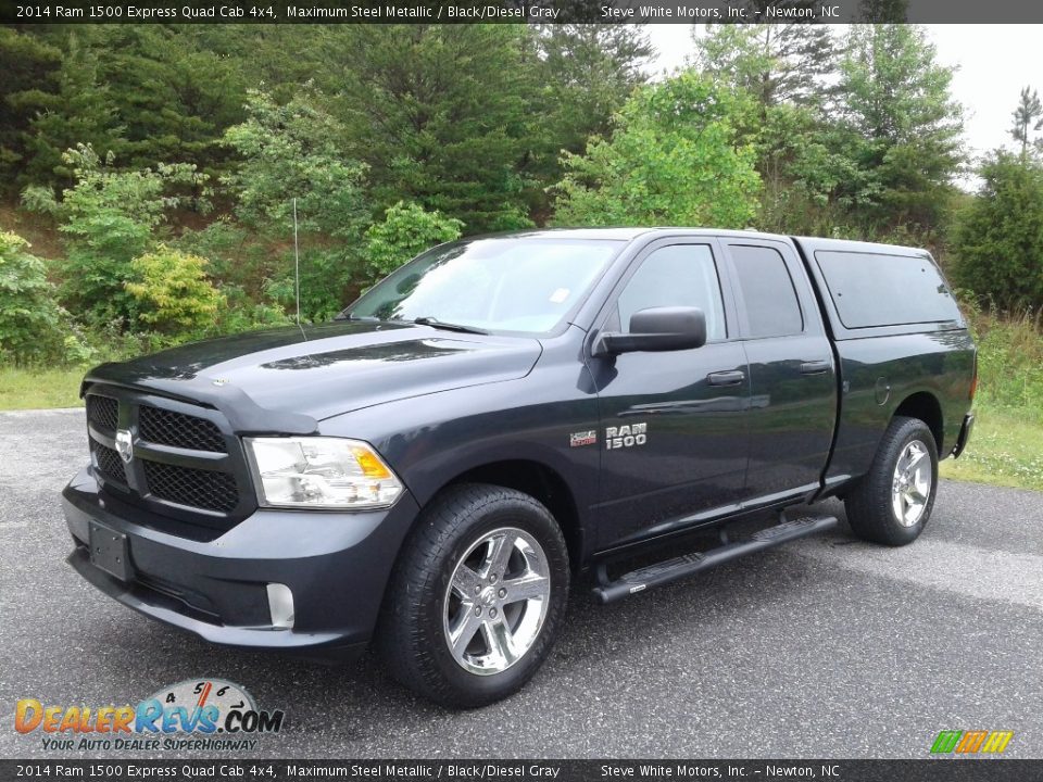 2014 Ram 1500 Express Quad Cab 4x4 Maximum Steel Metallic / Black/Diesel Gray Photo #2