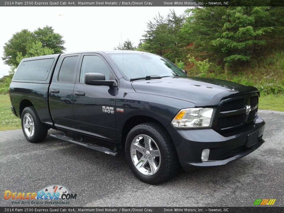 2014 Ram 1500 Express Quad Cab 4x4 Maximum Steel Metallic / Black/Diesel Gray Photo #4