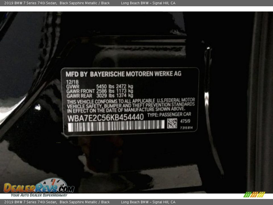 2019 BMW 7 Series 740i Sedan Black Sapphire Metallic / Black Photo #19